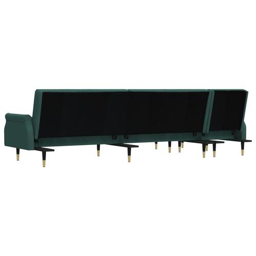 Sovesofa med chaiselong 271x140x70 cm velour mørkegrøn