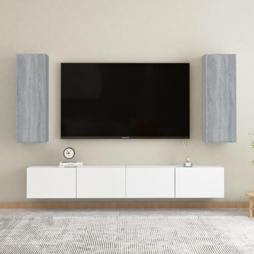 Tv-skabe 2 stk. 30,5x30x90 cm konstrueret træ grå sonoma-eg