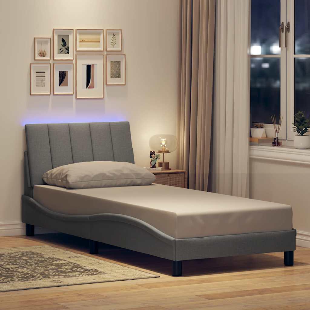 Sengeramme uden madras Hanko Lysegrå 80x200 cm Stof billede
