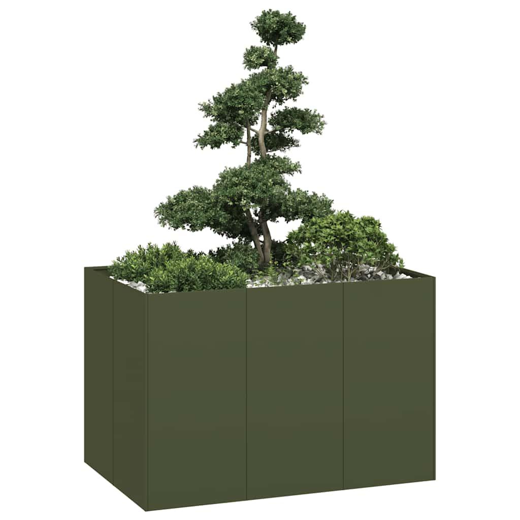 Plantekasse 120x80x80 cm stål olivengrøn