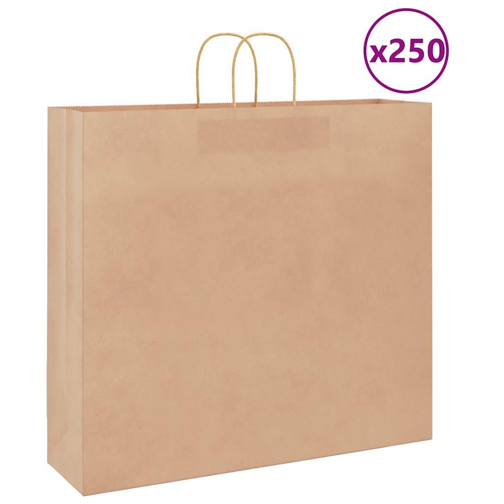 Papirposer 250 stk. med håndtag 54x15x49 cm brun billede