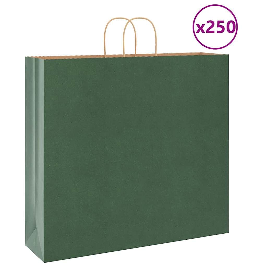Papirposer 250 stk. med håndtag 54x15x49 cm grøn billede
