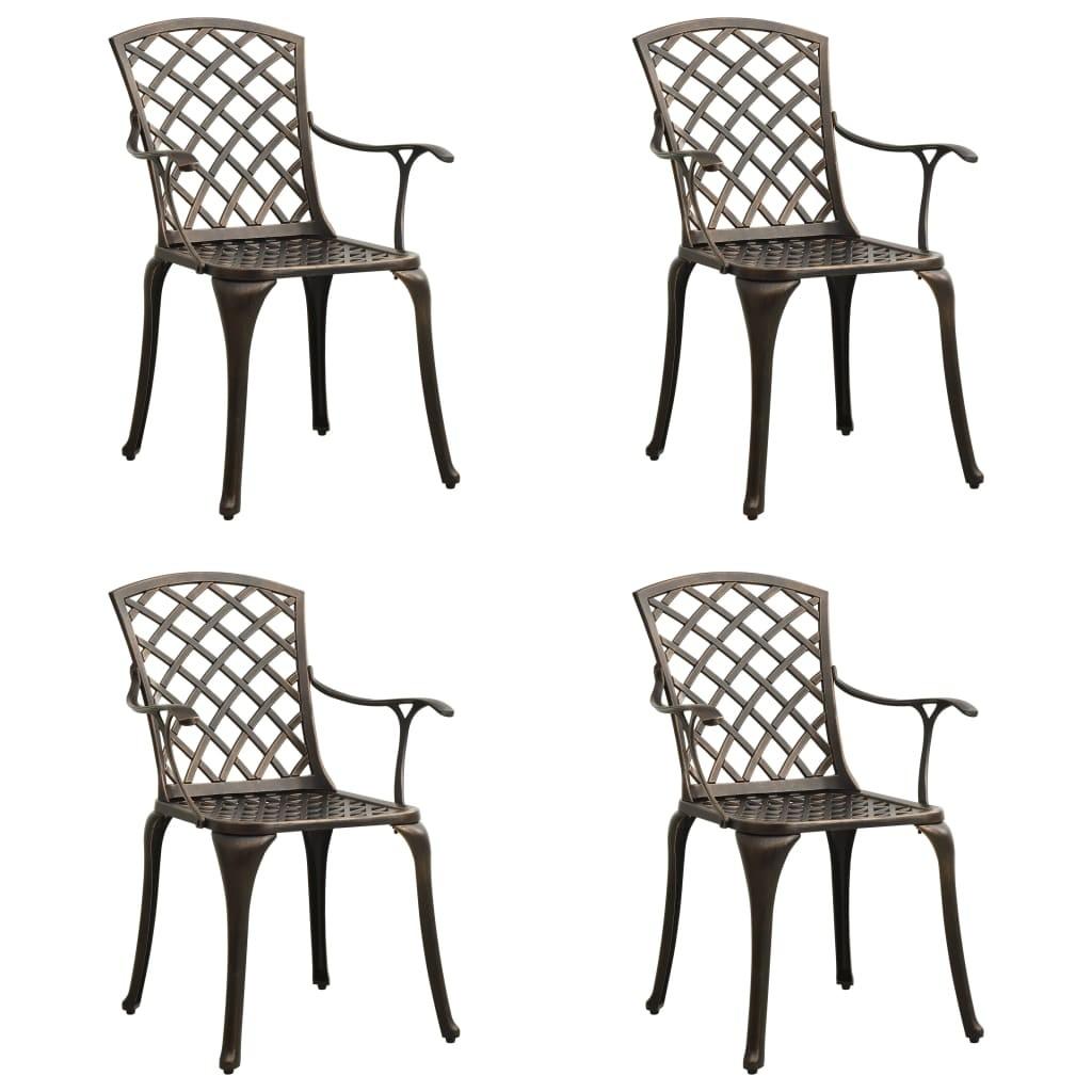 Havestole 4 stk. støbt aluminium bronzefarvet