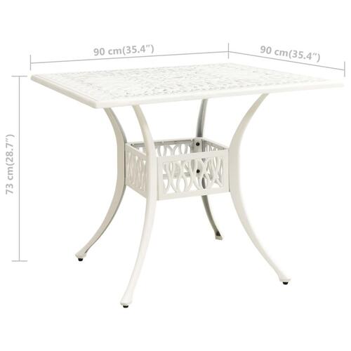 Havebord 90x90x73 cm støbt aluminium hvid