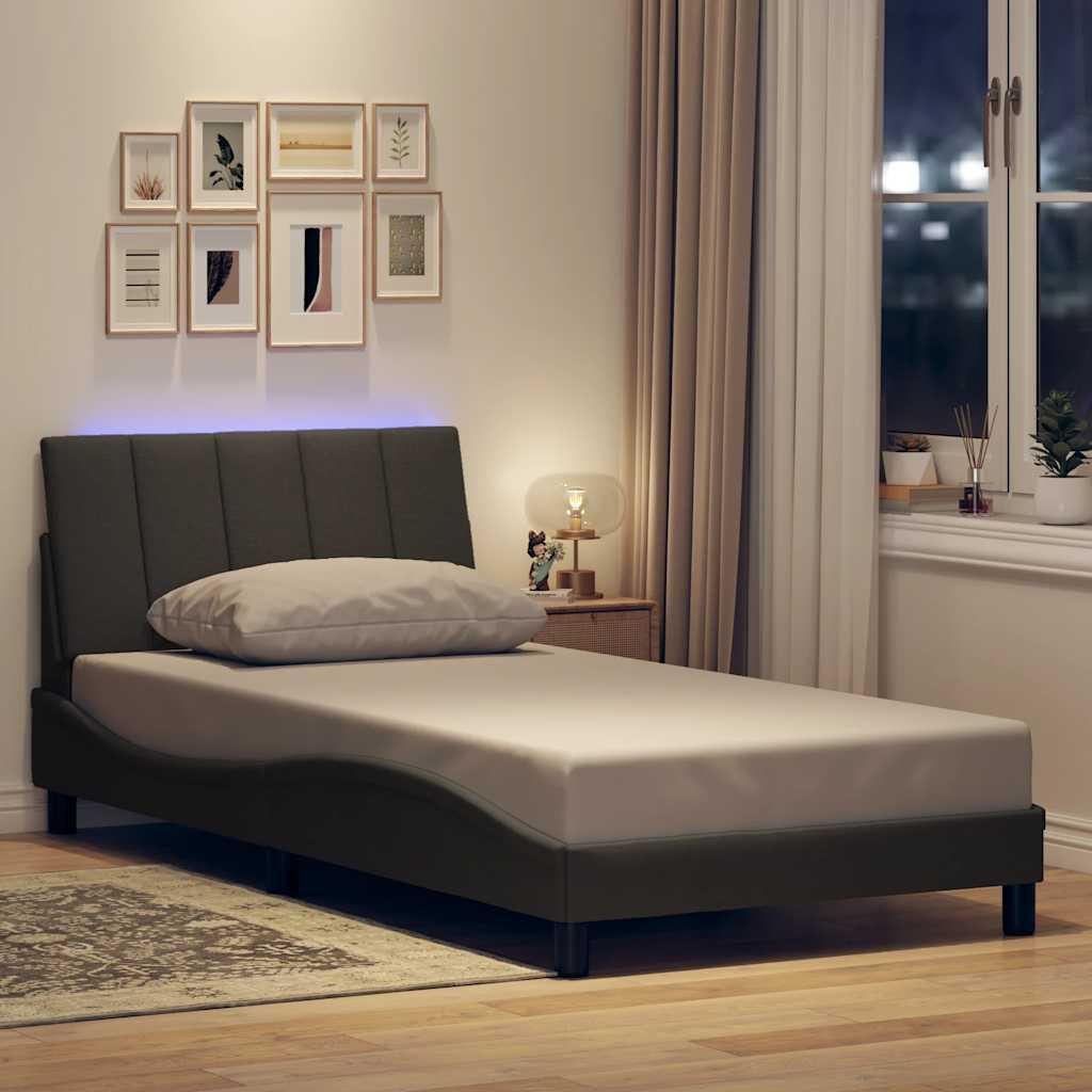 Sengeramme uden madras Hanko Mørkegrå 100x200 cm Stof billede