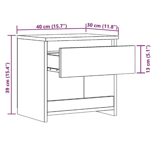 Sengebord 40x30x39 cm konstrueret træ kunsteg