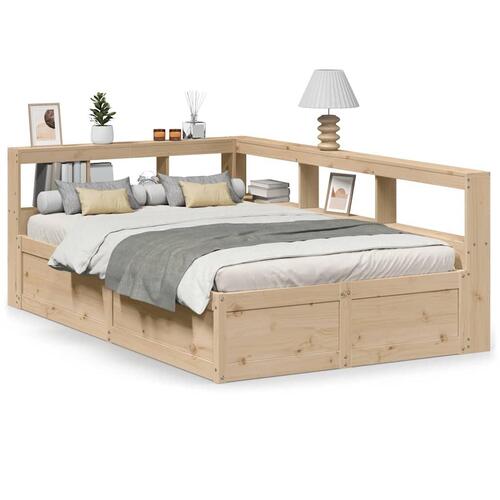 Seng med reol uden madras 135x190 cm massivt fyrretræ