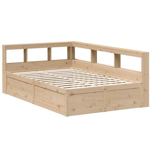 Seng med reol uden madras 135x190 cm massivt fyrretræ