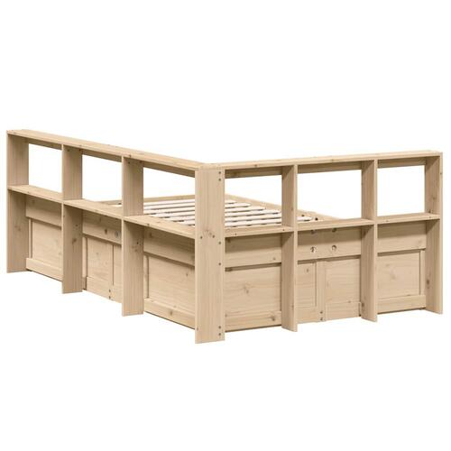 Seng med reol uden madras 135x190 cm massivt fyrretræ