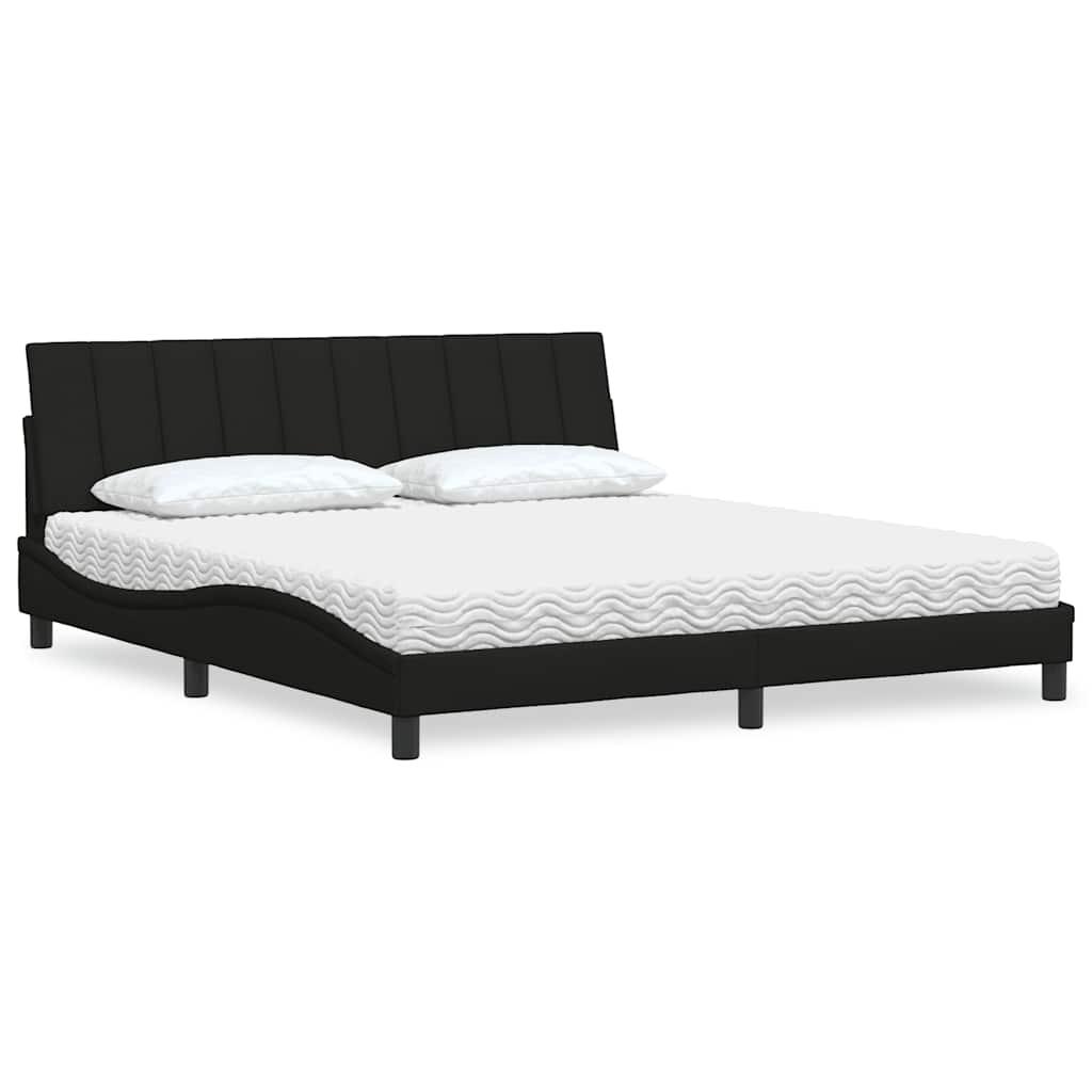Seng med madras 180x200 cm stof sort