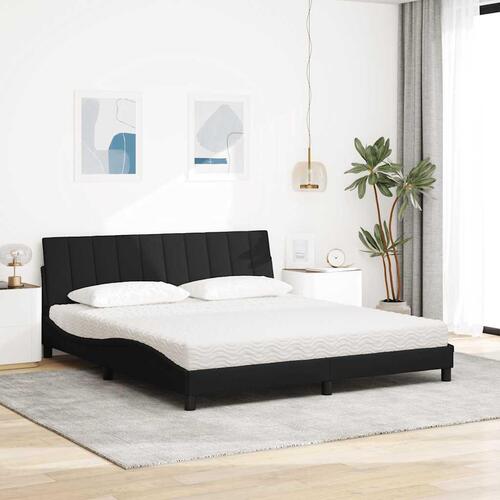 Seng med madras 180x200 cm stof sort