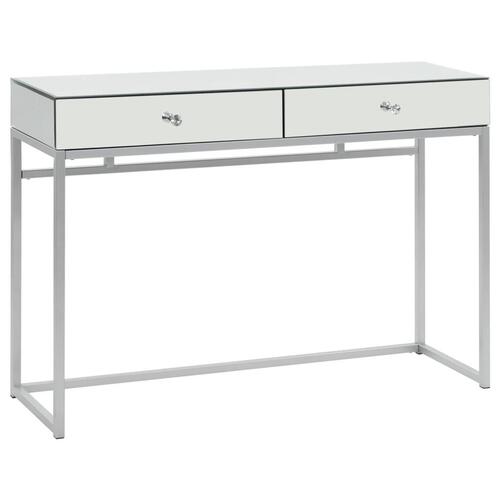 Konsolbord med spejl stål og glas 107 x 33 x 77 cm