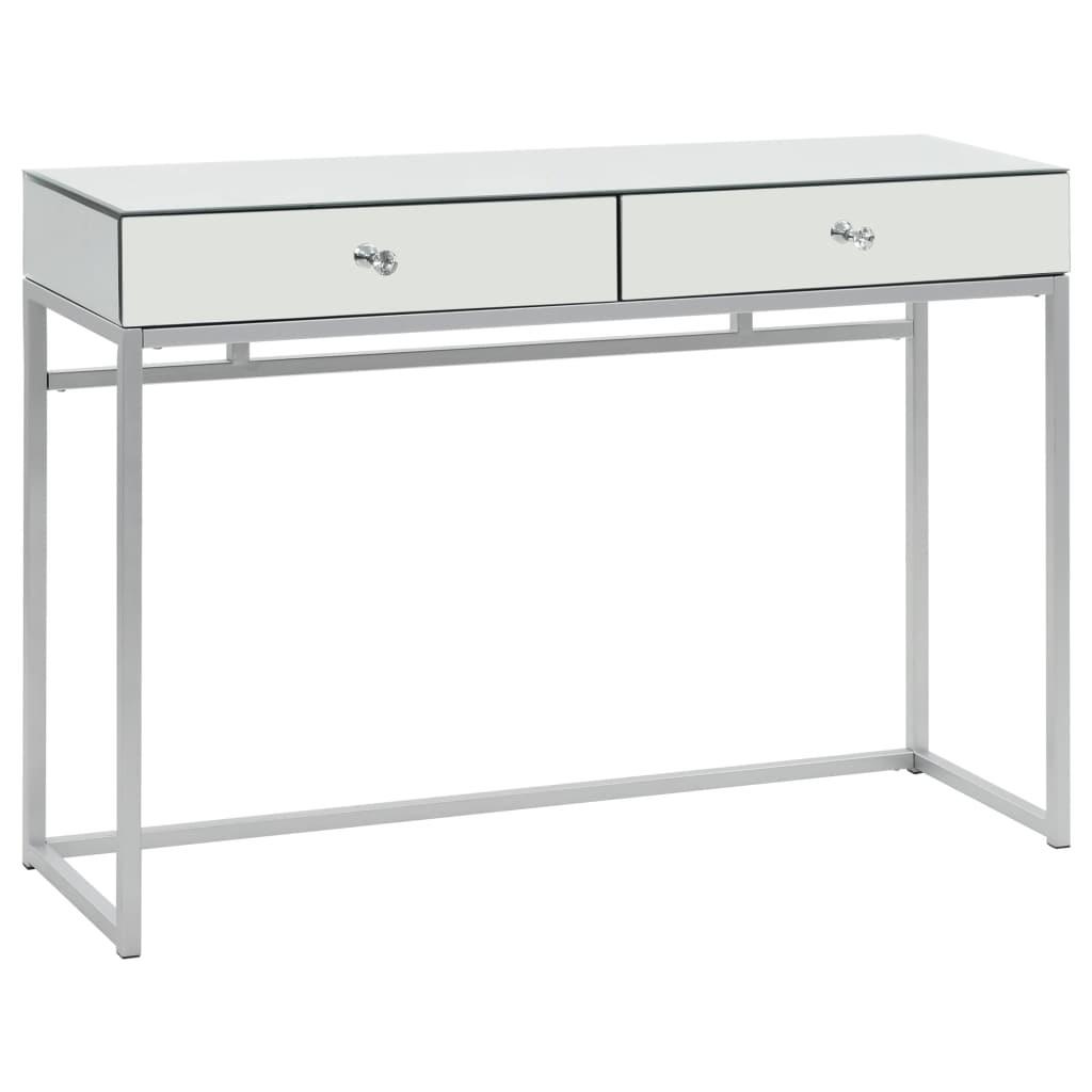 Konsolbord med spejl stål og glas 107 x 33 x 77 cm