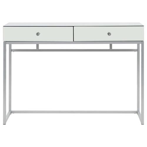 Konsolbord med spejl stål og glas 107 x 33 x 77 cm