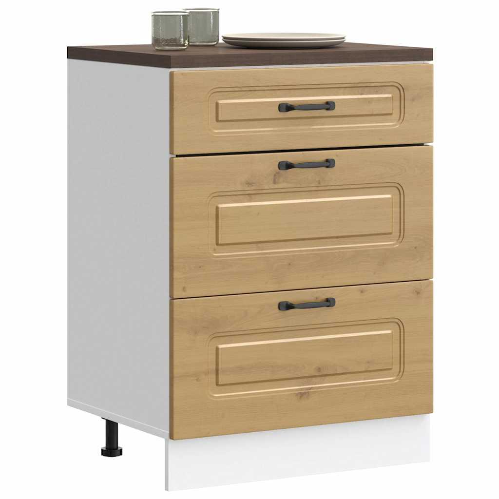 Køkkenunderskab Kalmar konstrueret træ egetræsfarvet