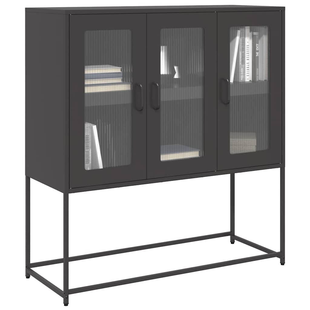 Skænk 100,5x39x107 cm koldvalset stål sort billede