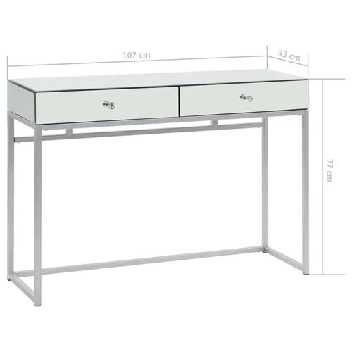 Konsolbord med spejl stål og glas 107 x 33 x 77 cm