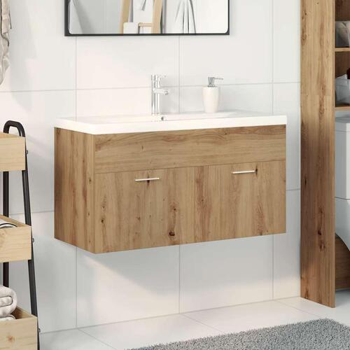 Vaskeskab med indbygget vask Håndværks eg Engineered Wood