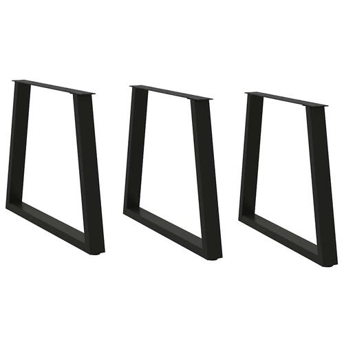 Spisebordsben V-form 3 stk Sort 70x(72-73,3) cm Stål