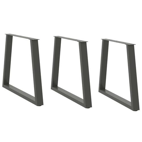 Spisebordsben V-form 3 stk Antracit 80x(72-73,3) cm Stål