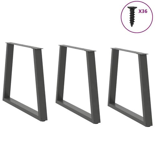 Spisebordsben V-form 3 stk Antracit 80x(72-73,3) cm Stål