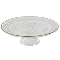 Flad Plade Home ESPRIT Gennemsigtig Gylden Krystal 29 x 29 x 9,2 cm