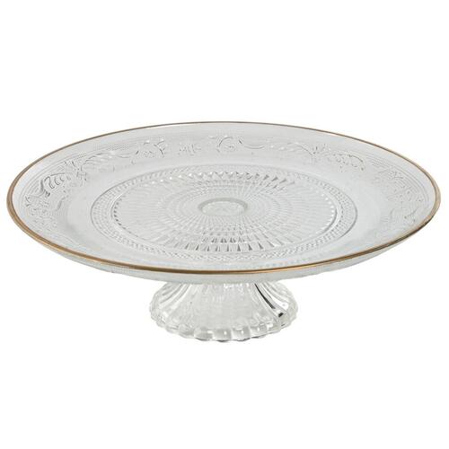 Flad Plade Home ESPRIT Gennemsigtig Gylden Krystal 29 x 29 x 9,2 cm