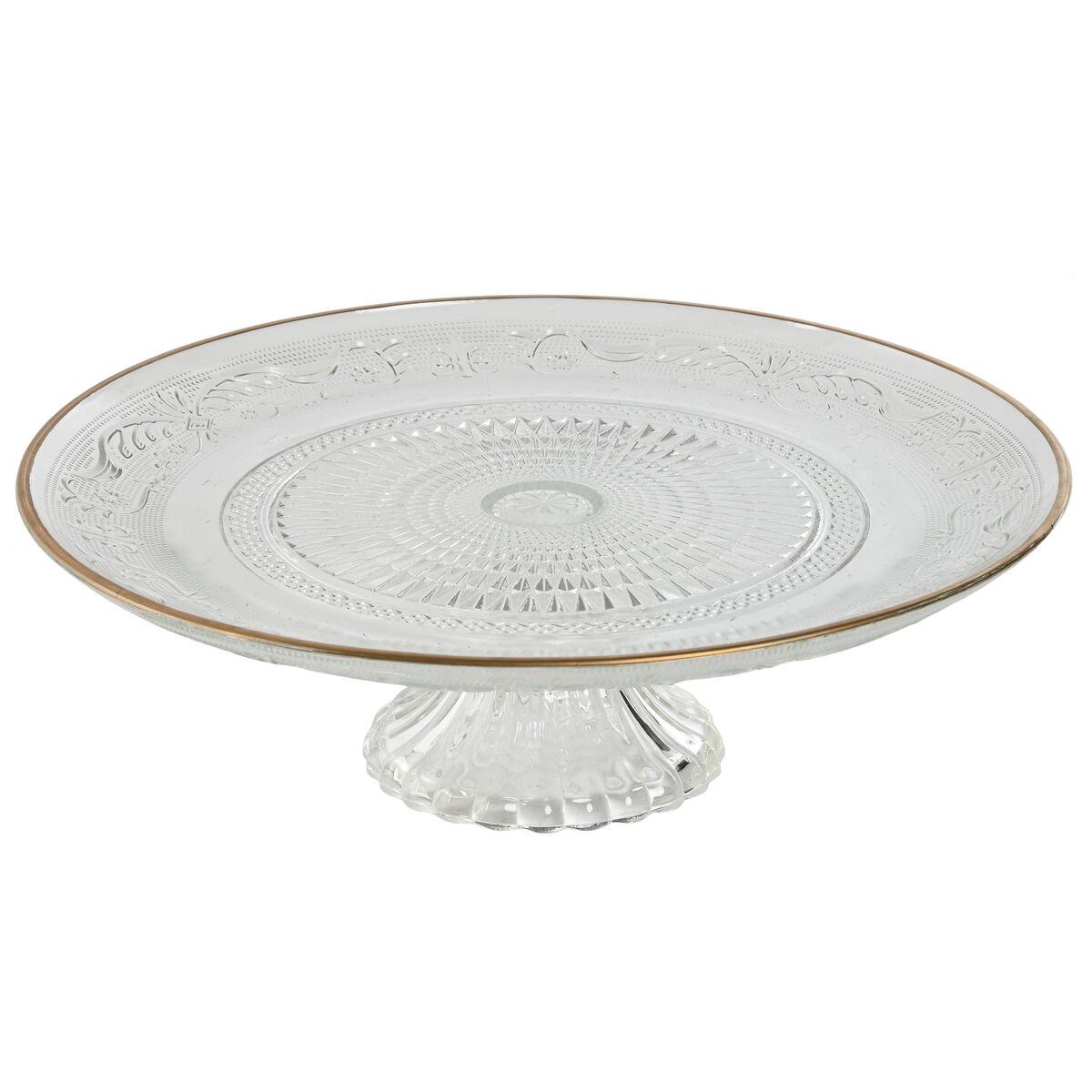 Flad Plade Home ESPRIT Gennemsigtig Gylden Krystal 29 x 29 x 9,2 cm