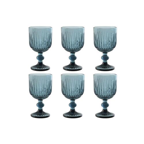 Sæt med glas Home ESPRIT Blå Krystal 8 x 8 x 14,5 cm (6 enheder)