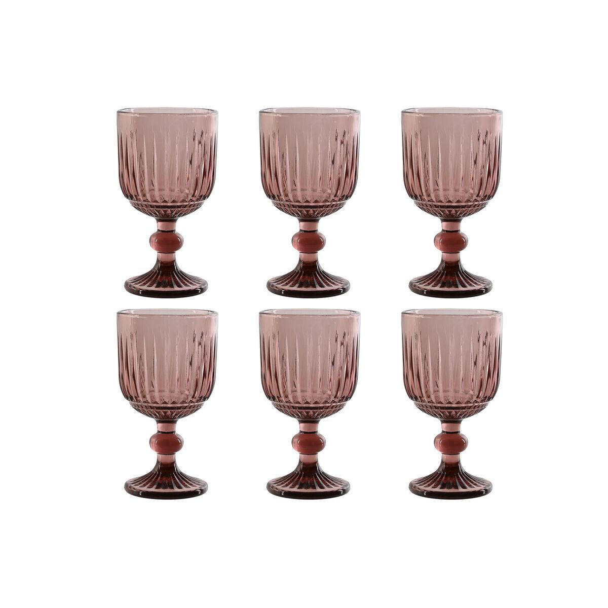 Sæt med glas Home ESPRIT Pink Krystal 8 x 8 x 14,5 cm (6 enheder)