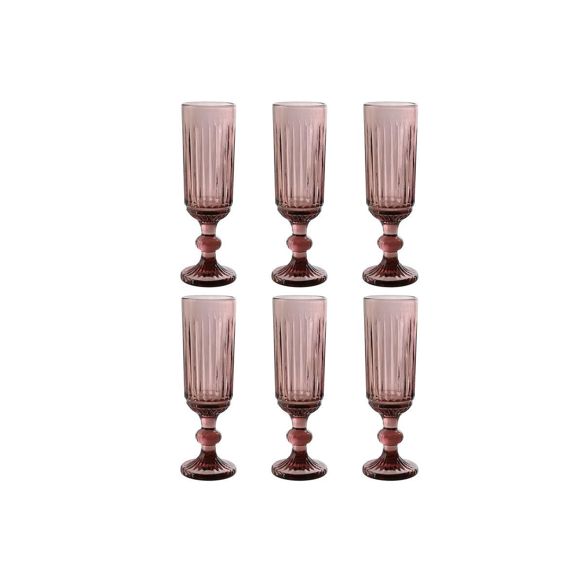 Sæt med glas Home ESPRIT Pink Krystal 6 x 6 x 18,4 cm (6 enheder)