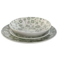 Spisestel Home ESPRIT Hvid Grøn Porcelæn Floral 27 x 27 x 2 cm 18 Dele