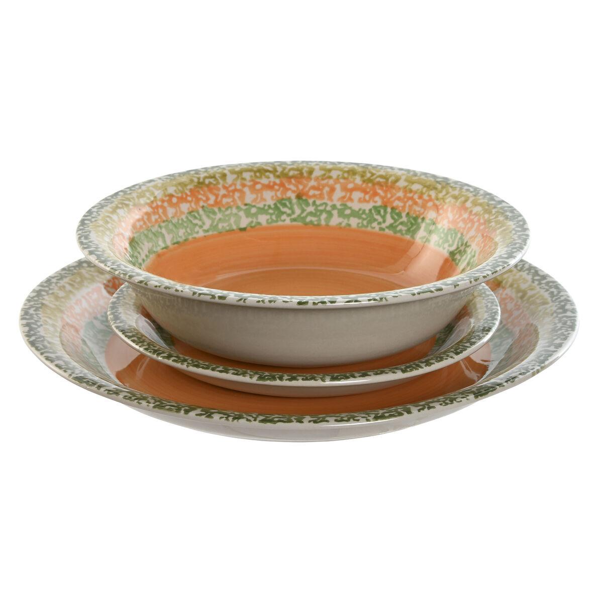 Spisestel Home ESPRIT Orange Stentøj 27 x 27 x 2 cm 18 Dele