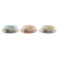 Spisestel Home ESPRIT Blå Grøn Multifarvet Pink Rav Stentøj 26,5 x 26,5 x 3 cm 27,5 x 27,5 x 3 cm 18 Dele
