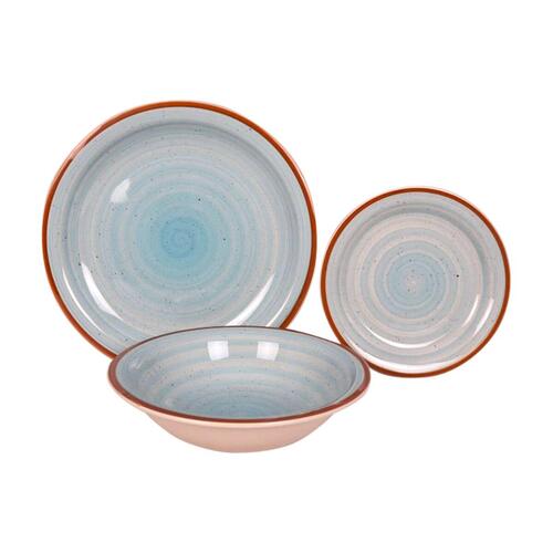 Spisestel Home ESPRIT Blå Grøn Multifarvet Pink Rav Stentøj 26,5 x 26,5 x 3 cm 27,5 x 27,5 x 3 cm 18 Dele