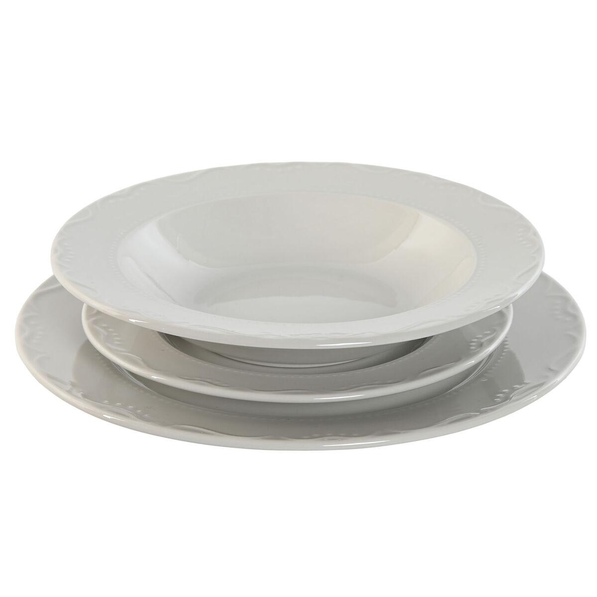 Spisestel Home ESPRIT Hvid Porcelæn 27 x 27 x 2 cm 18 Dele