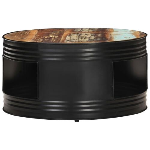 Sofabord 68x68x36 cm massivt genbrugstræ sort