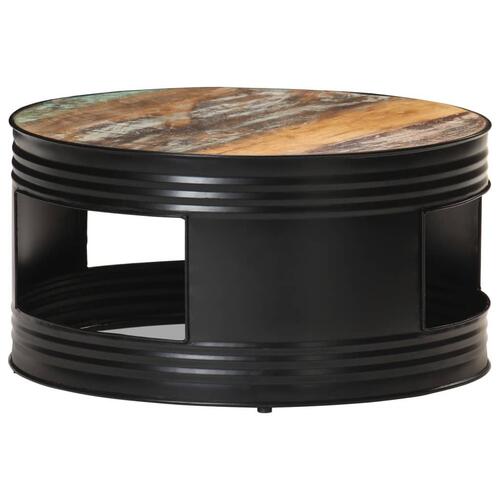 Sofabord 68x68x36 cm massivt genbrugstræ sort
