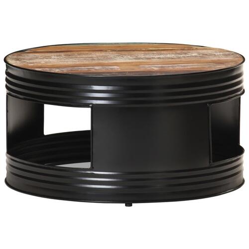 Sofabord 68x68x36 cm massivt genbrugstræ sort