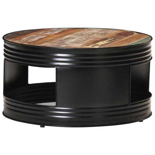 Sofabord 68x68x36 cm massivt genbrugstræ sort
