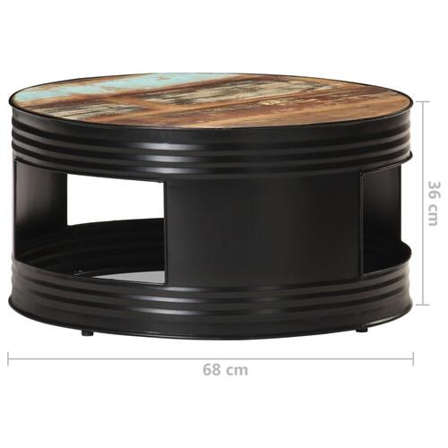 Sofabord 68x68x36 cm massivt genbrugstræ sort