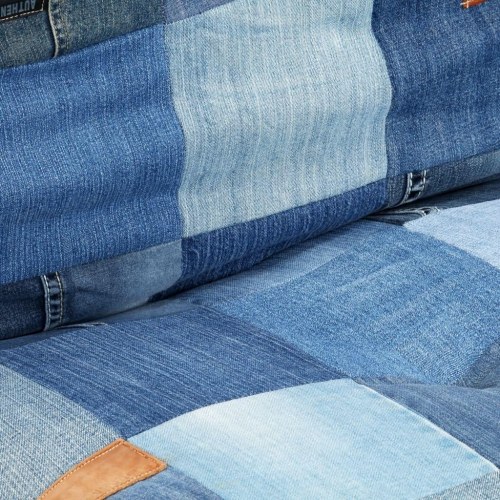 Gulvhynde 100x100x20 cm firkantet denim-patchwork