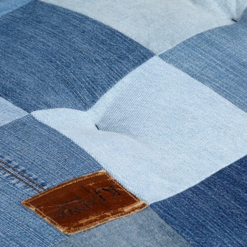 Gulvhynde 100x100x20 cm firkantet denim-patchwork