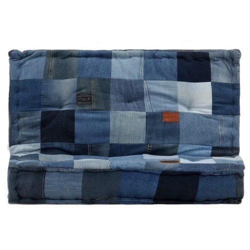 Gulvhynde 100x100x20 cm firkantet denim-patchwork