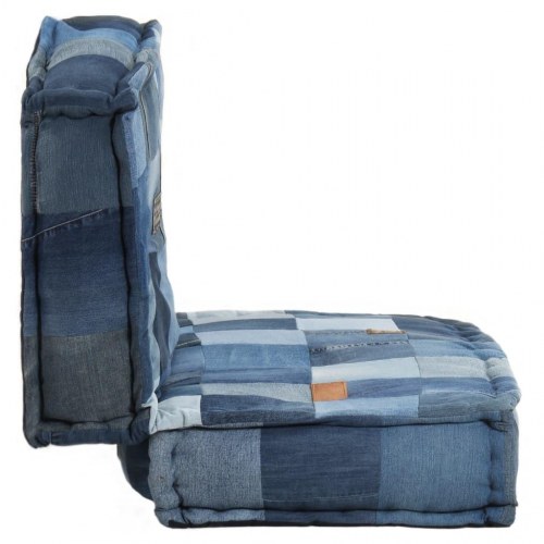 Gulvhynde 100x100x20 cm firkantet denim-patchwork