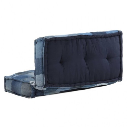 Gulvhynde 100x100x20 cm firkantet denim-patchwork