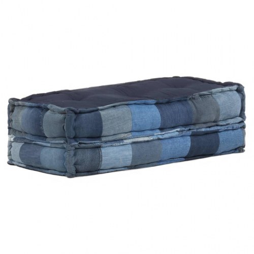 Gulvhynde 100x100x20 cm firkantet denim-patchwork