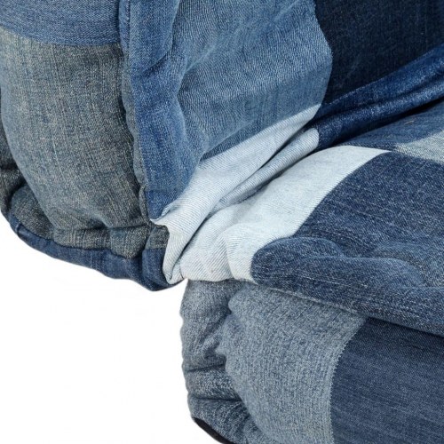 Gulvhynde 100x100x20 cm firkantet denim-patchwork