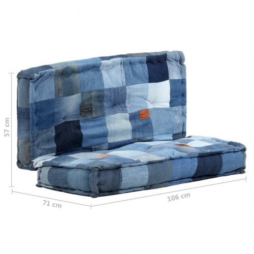 Gulvhynde 100x100x20 cm firkantet denim-patchwork