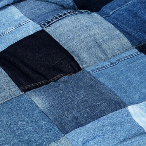 Hynder til pallesofa 2 dele denim-patchwork blå